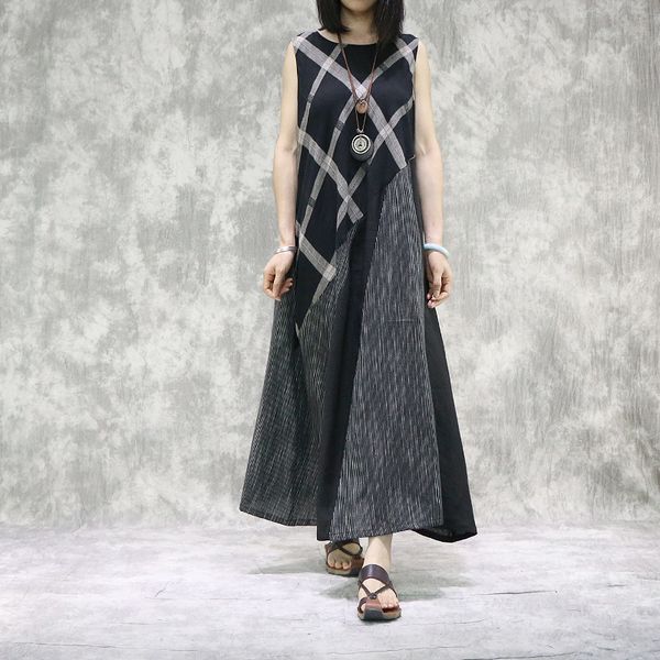 johnature summer cotton linen comfortable patchwork geometric stripe o-neck vest dress loose casual women fashion dress 210521, Black;gray
johnature summer cotton linen comfortable patchwork geometric stripe o-neck vest dress loose casual women fashion dress 210521, Black;gray