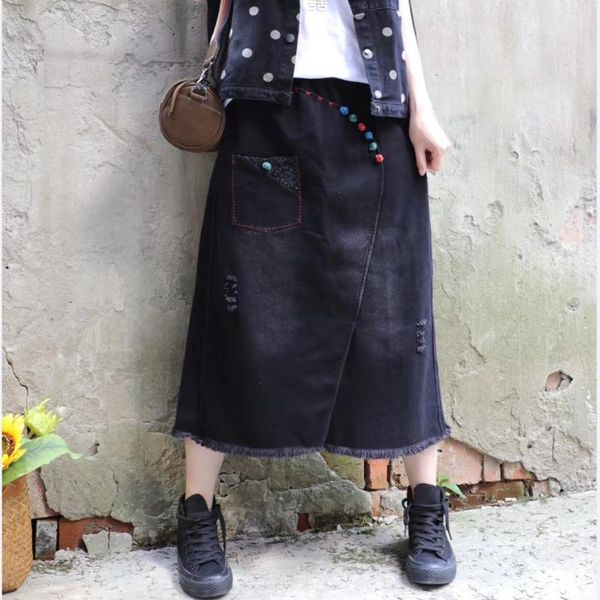 skirts 020 autumn national style retro personality elastic waist loose denim half-length skirt women's mid-length fringe a-li, Black
skirts 020 autumn national style retro personality elastic waist loose denim half-length skirt women's mid-length fringe a-li, Black