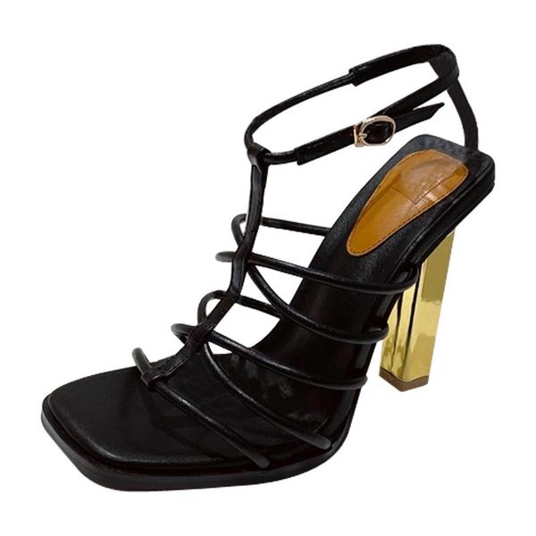dress shoes style thick high-heeled sandals roman thin strap combination women, Black
dress shoes style thick high-heeled sandals roman thin strap combination women, Black