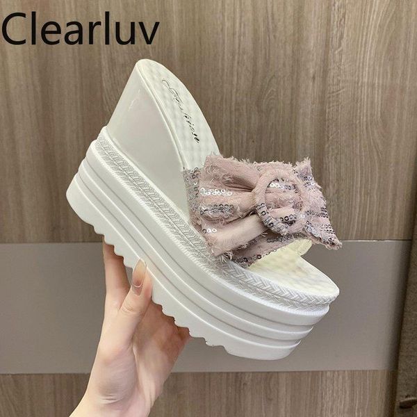 ladies slippers, high-heeled thick-soled flip flops, women's sponge cake bottom slope with rhinestone sandals slippers, Black
ladies slippers, high-heeled thick-soled flip flops, women's sponge cake bottom slope with rhinestone sandals slippers, Black