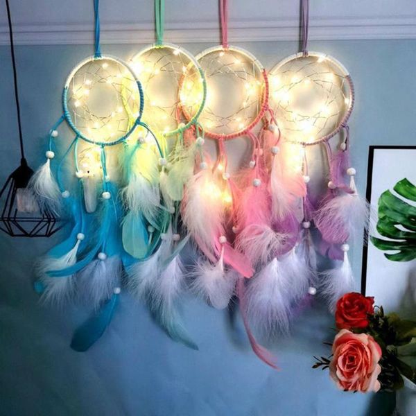 decorative objects & figurines hanging decor eye-catching led light feather bright-colored exquisite dream catcher pendant for home
decorative objects & figurines hanging decor eye-catching led light feather bright-colored exquisite dream catcher pendant for home