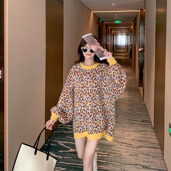 women's sweaters 2021 sweater fashion pullover mid-length loose and plus-sized leopard print round neck bottoming, White;black
women's sweaters 2021 sweater fashion pullover mid-length loose and plus-sized leopard print round neck bottoming, White;black
