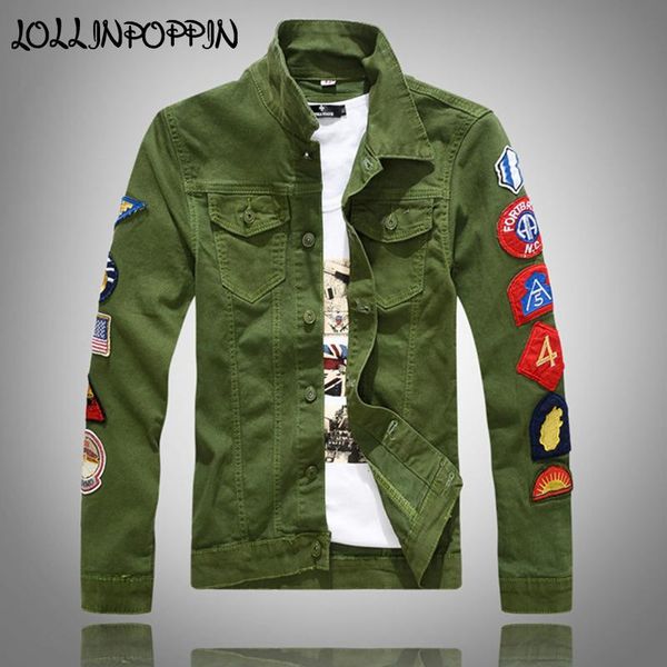 men's jackets military style men jean jacket with embroidery badges at sleeves turn down collar mens hip hop denim army green / white, Black;brown
men's jackets military style men jean jacket with embroidery badges at sleeves turn down collar mens hip hop denim army green / white, Black;brown