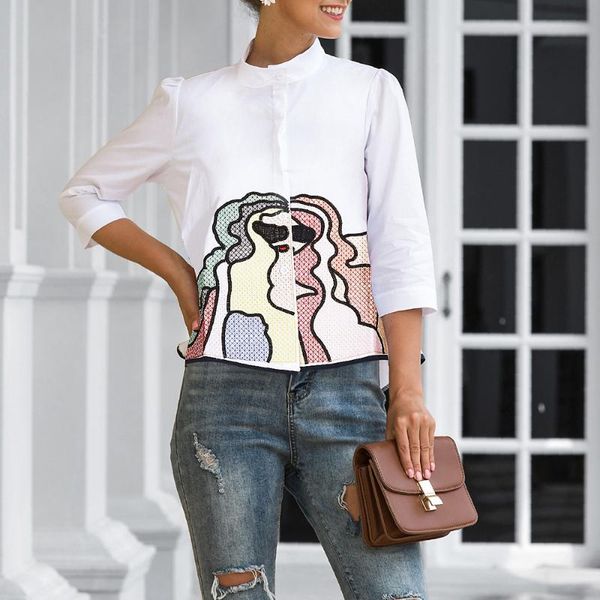 women's blouses & shirts women summer fashion floral embroidery 3/4 sleeve casual ladies small stand-up collar shirt mid-sleeve embroid, White
women's blouses & shirts women summer fashion floral embroidery 3/4 sleeve casual ladies small stand-up collar shirt mid-sleeve embroid, White