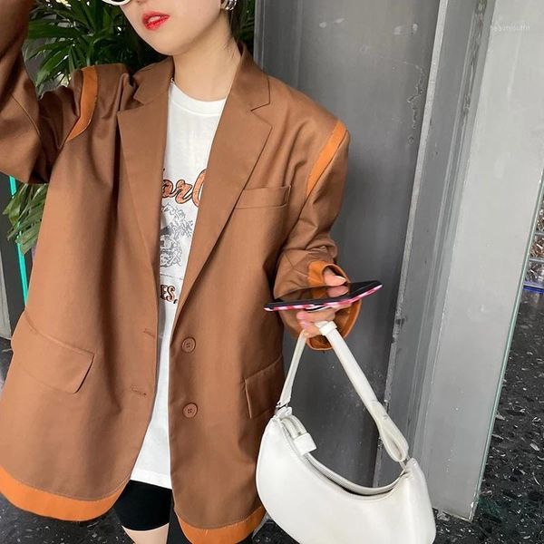women's suits & blazers autumn vintage patchwork contrast color women blazer streetwear loose notched collar long sleeve suit coat casu, White;black
women's suits & blazers autumn vintage patchwork contrast color women blazer streetwear loose notched collar long sleeve suit coat casu, White;black