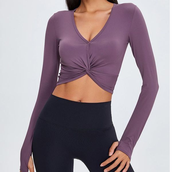 yoga outfit knotted long sleeve shirt women v-neck fitness naked feel sports t-shirt running crop
yoga outfit knotted long sleeve shirt women v-neck fitness naked feel sports t-shirt running crop