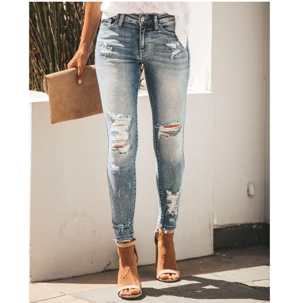 women's jeans vintage fashion casual slim slimming ripped mid-waist denim trousers 2021 summer, Blue
women's jeans vintage fashion casual slim slimming ripped mid-waist denim trousers 2021 summer, Blue