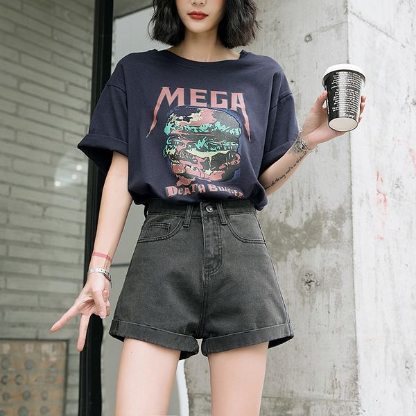 women's shorts denim summer 2020 new wear korean loose student versatile high waist wide leg curled a-line pants, White;black
women's shorts denim summer 2020 new wear korean loose student versatile high waist wide leg curled a-line pants, White;black