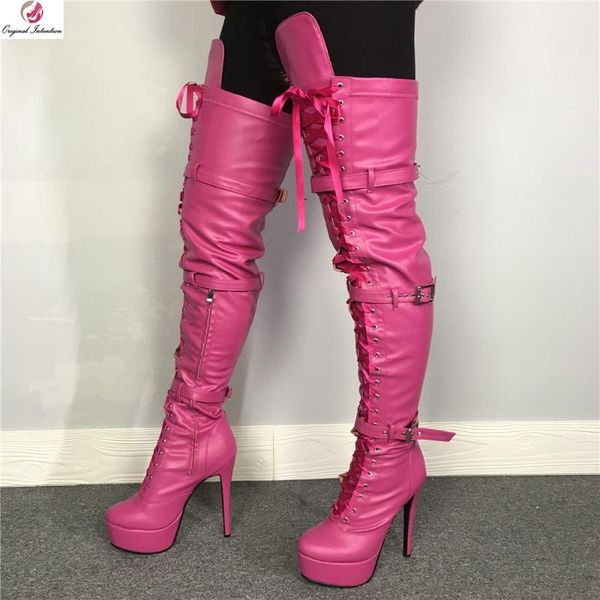 boots original intention winter stylish fushia over the knee high woman round toe platform thin heels long, Black
boots original intention winter stylish fushia over the knee high woman round toe platform thin heels long, Black