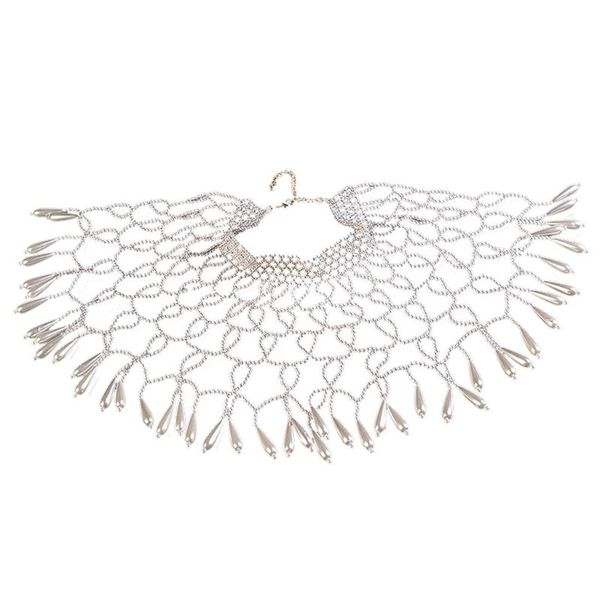 scarves pearl evening dress cape bib necklace bead chain costume choker sweater collar fan shaped neck adornment accessory, Blue;gray
scarves pearl evening dress cape bib necklace bead chain costume choker sweater collar fan shaped neck adornment accessory, Blue;gray