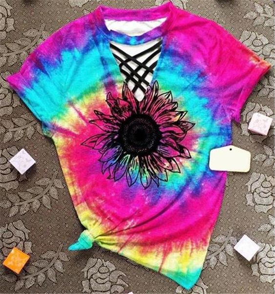 hollow out sunflowers print womens t shirt tee summer v neck short sleeve tie dye casual, White
hollow out sunflowers print womens t shirt tee summer v neck short sleeve tie dye casual, White