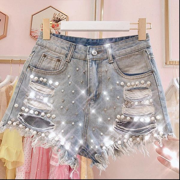 punk high waisted denim shorts womens jeans women ripped mujer pearl beading short feminino summer, Blue
punk high waisted denim shorts womens jeans women ripped mujer pearl beading short feminino summer, Blue