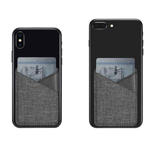 card holders slim canvas mobile phone wallet credit id holder adhesive pocket sticker, Brown;gray
card holders slim canvas mobile phone wallet credit id holder adhesive pocket sticker, Brown;gray