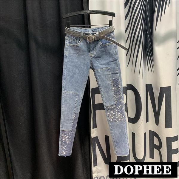 women's jeans european 2021 spring high waist tight-fit pencil trousers drilling lady cropped stretch denim pants, Blue
women's jeans european 2021 spring high waist tight-fit pencil trousers drilling lady cropped stretch denim pants, Blue