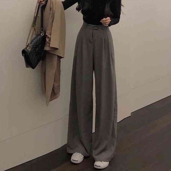 autumn women wide leg pants loose solid black simple suit pants casual koran fall straight female full, Black;white
autumn women wide leg pants loose solid black simple suit pants casual koran fall straight female full, Black;white
