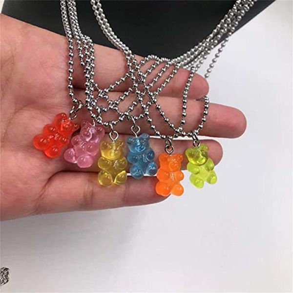 pendant necklaces 2021 candy cartoon bear choker transparent resin necklace punk girl cute jewelry children's birthday gift, Silver
pendant necklaces 2021 candy cartoon bear choker transparent resin necklace punk girl cute jewelry children's birthday gift, Silver