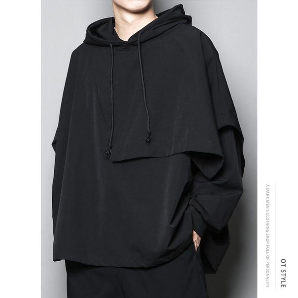 men's trench coats hooded coat autumn solid color jumper asymmetrical irregular cut stitching loose youth fashion, Tan;black
men's trench coats hooded coat autumn solid color jumper asymmetrical irregular cut stitching loose youth fashion, Tan;black