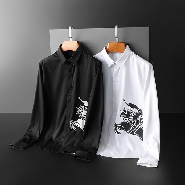 business shirt deluxe and 2021 spring men's simple tencel long sleeve versatile non iron printed polo, White;black
business shirt deluxe and 2021 spring men's simple tencel long sleeve versatile non iron printed polo, White;black