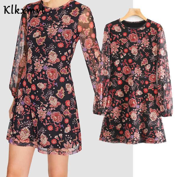 klkxmyt za dress women chic fashion net yarn flower print mini vintage long sleeve female es vestidos mujer 210527, Black;gray
klkxmyt za dress women chic fashion net yarn flower print mini vintage long sleeve female es vestidos mujer 210527, Black;gray