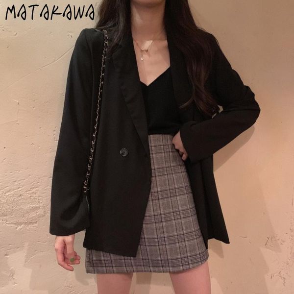 women's suits & blazers matakawa autumn thin vintage england style casual blazer femenino korean fashion black high street woman jacket, White;black
women's suits & blazers matakawa autumn thin vintage england style casual blazer femenino korean fashion black high street woman jacket, White;black