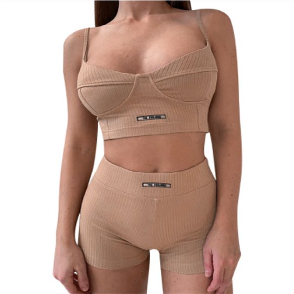 sports suit solid color suspender simple shorts summer letter vest bra cotton off shoulder and back comfortable urban leisure fashion, Gray
sports suit solid color suspender simple shorts summer letter vest bra cotton off shoulder and back comfortable urban leisure fashion, Gray