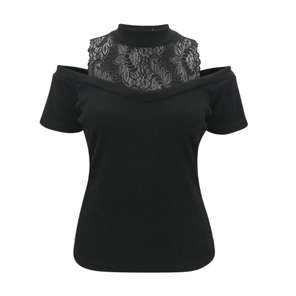 women's t-shirt lace stitching women short sleeve black tee shirt off shoulder summer slim fit ladies blusas d30, White
women's t-shirt lace stitching women short sleeve black tee shirt off shoulder summer slim fit ladies blusas d30, White