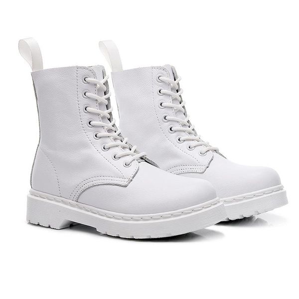 boots heel pure white 8-hole short fashion women's leather round head flat couple british motorcycle, Black
boots heel pure white 8-hole short fashion women's leather round head flat couple british motorcycle, Black