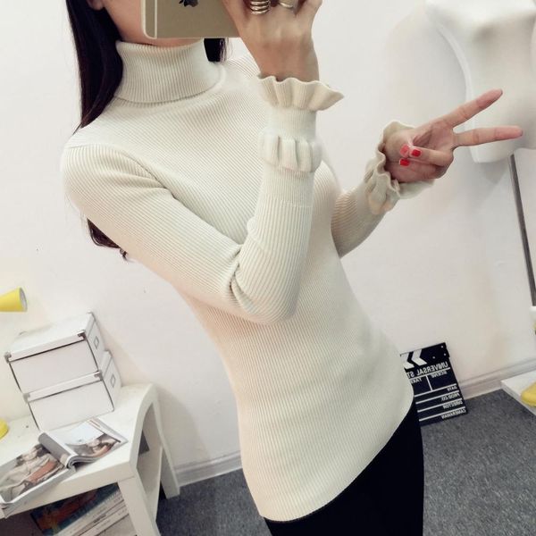 knitted bottoming shirt new autumn winter puff sleeve thick sweaters turtleneck slim women's pullover jumper, White;black
knitted bottoming shirt new autumn winter puff sleeve thick sweaters turtleneck slim women's pullover jumper, White;black
