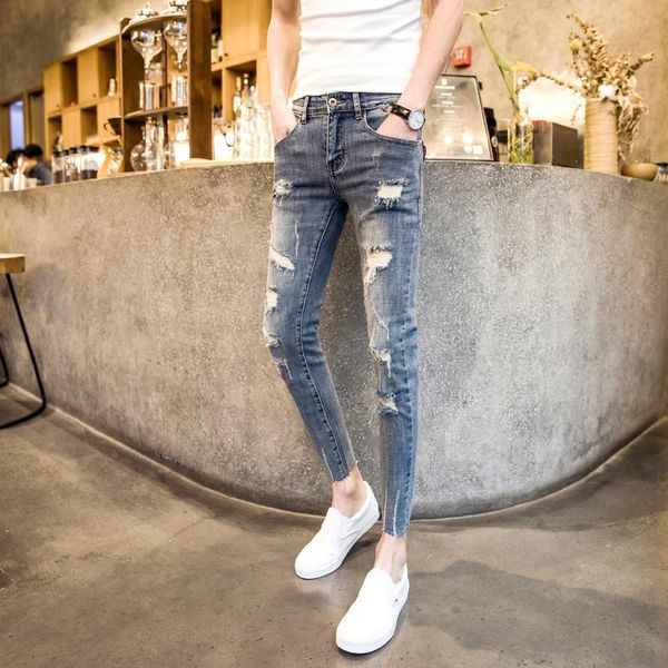 high street men ripped hole jeans fashion light blue washed slim biker denim pencil pants casual cowboy ankle length male men's
high street men ripped hole jeans fashion light blue washed slim biker denim pencil pants casual cowboy ankle length male men's