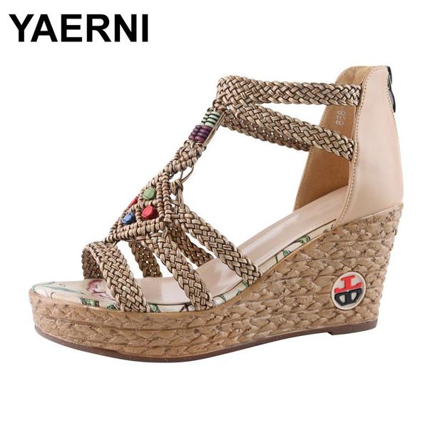 open toe fashion ethnic wedge platform women sandals t-strap solid shoes high cover heel zip summer casual, Black
open toe fashion ethnic wedge platform women sandals t-strap solid shoes high cover heel zip summer casual, Black
