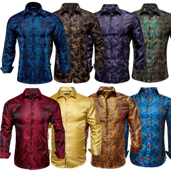 men's casual shirts silk long sleeve mens gold red blue purple green grey floral paisley men shirt male outwear slim four seasons dress, White;black
men's casual shirts silk long sleeve mens gold red blue purple green grey floral paisley men shirt male outwear slim four seasons dress, White;black