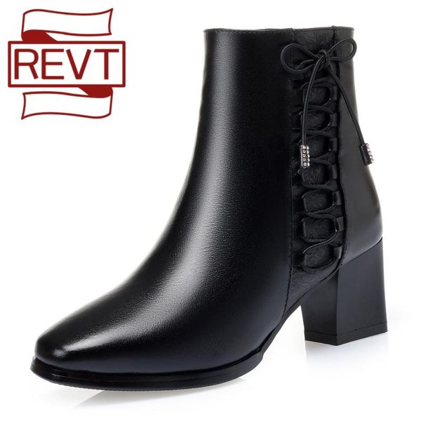 boots revt black genuel leather women's ankle wool short shoes mid-heeled rubber fashion style 34-41
boots revt black genuel leather women's ankle wool short shoes mid-heeled rubber fashion style 34-41