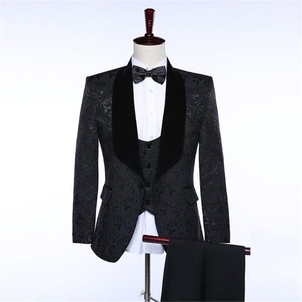 men's suits & blazers men shawl lapel man pattern black groom tuxedos wedding/prom 3 pieces ( jacket+pants+vest+tie ) e1901, White;black
men's suits & blazers men shawl lapel man pattern black groom tuxedos wedding/prom 3 pieces ( jacket+pants+vest+tie ) e1901, White;black