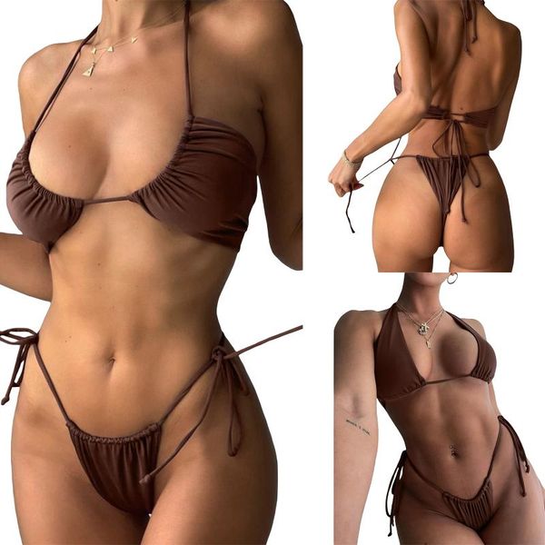 women's swimwear women’s two piece bikini suits fashion solid color halter and tie-up mid-waist thong, White;black
women's swimwear women’s two piece bikini suits fashion solid color halter and tie-up mid-waist thong, White;black