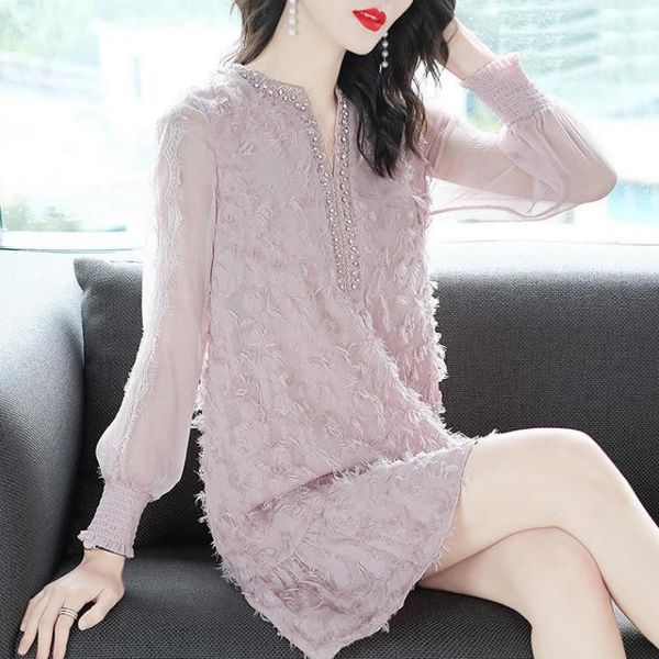 casual dresses spring and summer loose large size long sleeve beaded sequins lace stitching fringed feather dress female a357, Black;gray
casual dresses spring and summer loose large size long sleeve beaded sequins lace stitching fringed feather dress female a357, Black;gray