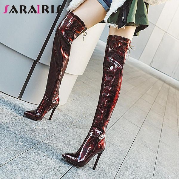 boots sarairis plus size 33-48 evening thigh high women winter fashion patent pu leather over the knee heels, Black
boots sarairis plus size 33-48 evening thigh high women winter fashion patent pu leather over the knee heels, Black