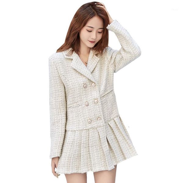women's jackets women fashion tweed double breasted long jacket 2021 autumn-winter female sleeve notched collar pleated hem outwear1, Black;brown
women's jackets women fashion tweed double breasted long jacket 2021 autumn-winter female sleeve notched collar pleated hem outwear1, Black;brown
