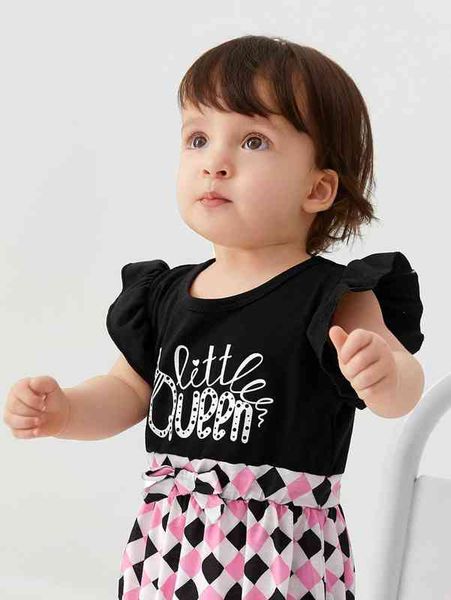 baby letter & argyle print ruffle trim bodysuit she, Blue
baby letter & argyle print ruffle trim bodysuit she, Blue