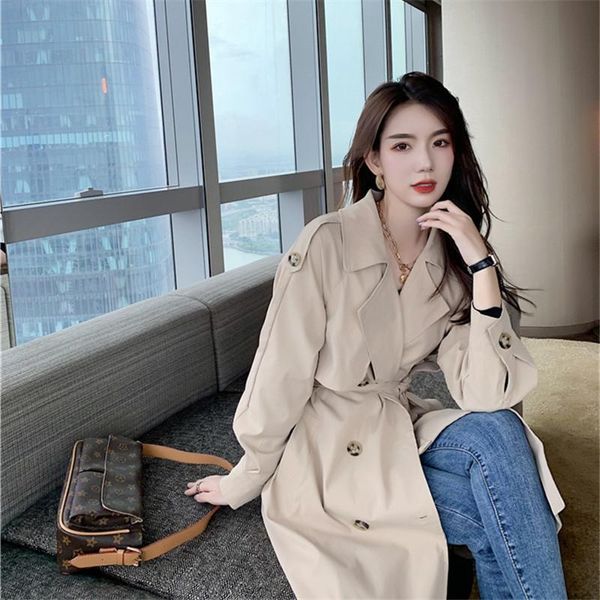 women's trench coats spring autumn 2021 mid-length lapel long-sleeve coat plus sashes korean loose elegant windbreaker casual female ou, Tan;black
women's trench coats spring autumn 2021 mid-length lapel long-sleeve coat plus sashes korean loose elegant windbreaker casual female ou, Tan;black