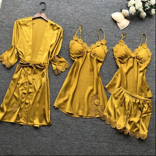 pajamas sets satin lace women sleepwear 4 pieces robe gown nightdress lounge pijama homewear, Black;red
pajamas sets satin lace women sleepwear 4 pieces robe gown nightdress lounge pijama homewear, Black;red