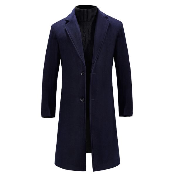 woolen coat youth casual men's long section wool korean version of the slim solid color windbreaker male, Black
woolen coat youth casual men's long section wool korean version of the slim solid color windbreaker male, Black