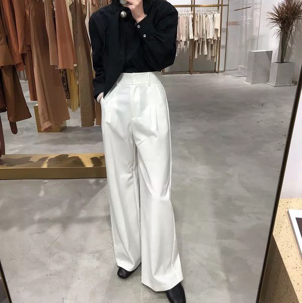 capri women's legged high waist pocket with zipper size x long pants female spring clothes, Black;white