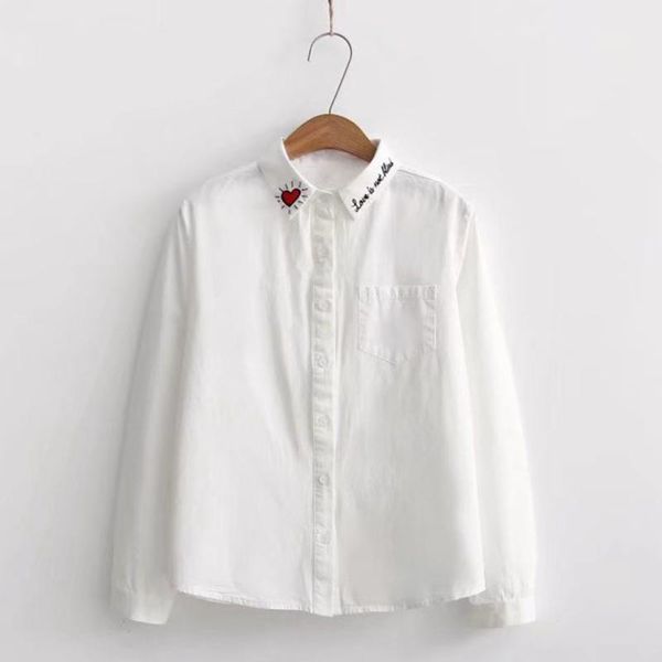 autumn and winter embroidery base shirt love-heart shape long-sleeved blouse women's blouses & shirts, White
autumn and winter embroidery base shirt love-heart shape long-sleeved blouse women's blouses & shirts, White