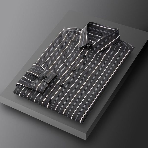 spring autumn fashion men classical stripe long sleeve lapel shirt slim soft breathable premium business casual blouse male men's shir, White;black
spring autumn fashion men classical stripe long sleeve lapel shirt slim soft breathable premium business casual blouse male men's shir, White;black