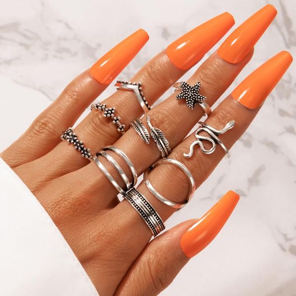 wedding rings 9pcs/ set ancient silver color snake joint ring for women trendy flower leaf geometric open jewelry accessory, Slivery;golden
wedding rings 9pcs/ set ancient silver color snake joint ring for women trendy flower leaf geometric open jewelry accessory, Slivery;golden