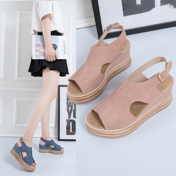 summer roman style wedge heel thick sole shoes open toe high women sandals plus size, Black
summer roman style wedge heel thick sole shoes open toe high women sandals plus size, Black