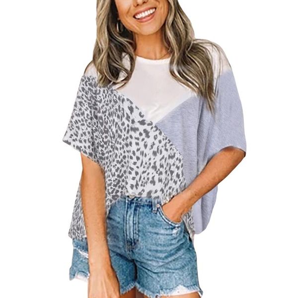 women's t-shirt leopard print stitching women fashion t-shirts casual loose striped contrast color vest shirt streetwear o-neck top, White
women's t-shirt leopard print stitching women fashion t-shirts casual loose striped contrast color vest shirt streetwear o-neck top, White