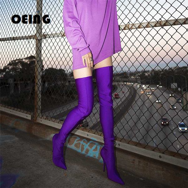 boots autumn winter women sock thigh high pointed toe over-the-knee elastic purple stilettos long boot large size 46, Black
boots autumn winter women sock thigh high pointed toe over-the-knee elastic purple stilettos long boot large size 46, Black