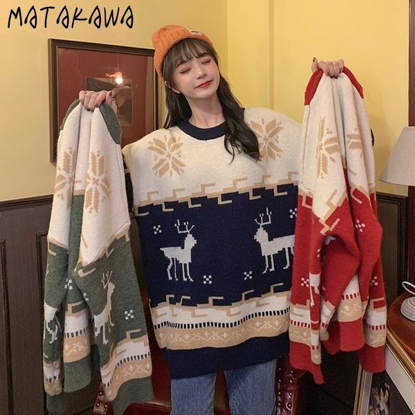 matakawa winter woman sweaters loose-fitting knitted coat thick christmas sweater women korean 210513, White;black
matakawa winter woman sweaters loose-fitting knitted coat thick christmas sweater women korean 210513, White;black