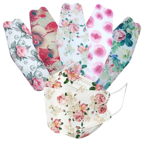 disposable four layer kf94 flower printed willow leaf fish mouth mask 
disposable four layer kf94 flower printed willow leaf fish mouth mask